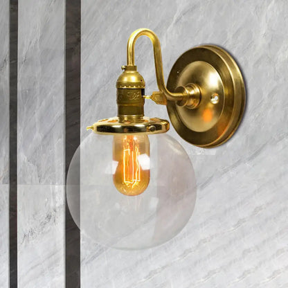 DecorBites™ DecorBites™ Industrial Brass Wall Sconce with Clear Glass Shade for Dining Room Lighting