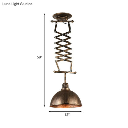 Industrial Bronze Drop Lamp with Extendable Arm – 1-Light Ceiling Light for Clothing Store