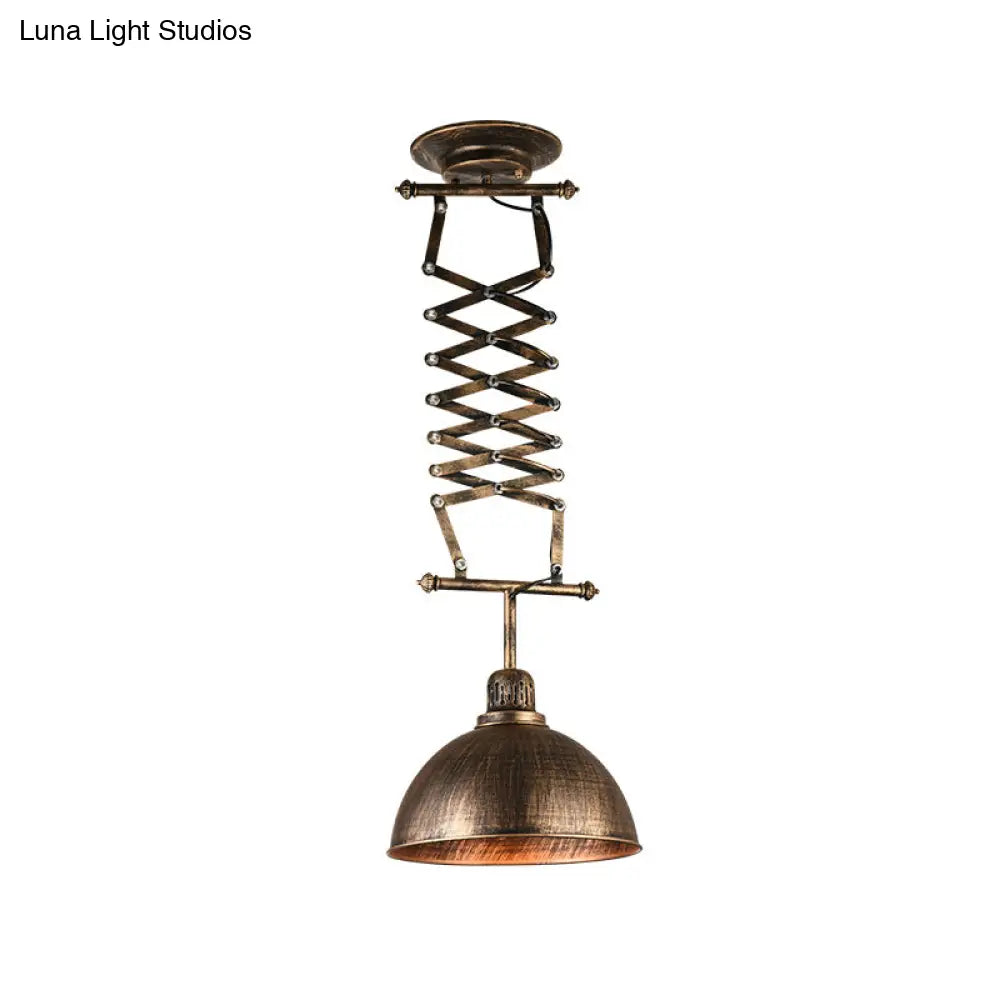 Industrial Bronze Drop Lamp with Extendable Arm – 1-Light Ceiling Light for Clothing Store