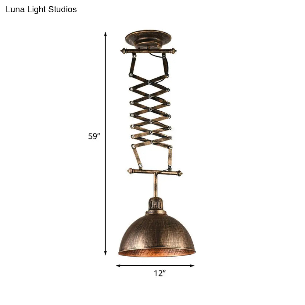 Industrial Bronze Drop Lamp with Extendable Arm – 1-Light Ceiling Light for Clothing Store