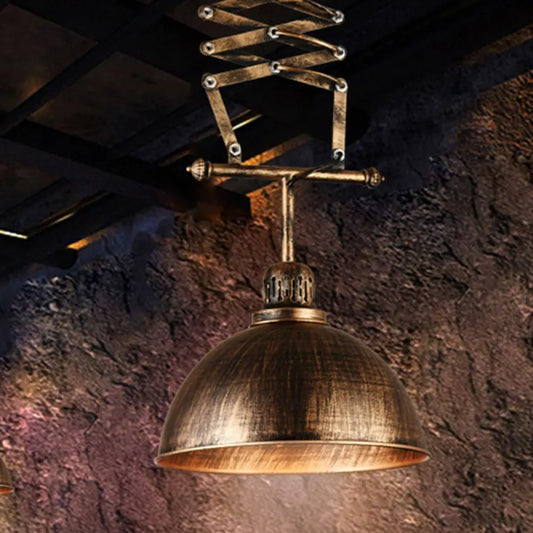 Industrial Bronze Drop Lamp with Extendable Arm – 1-Light Ceiling Light for Clothing Store