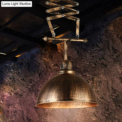 Industrial Bronze Drop Lamp with Extendable Arm – 1-Light Ceiling Light for Clothing Store