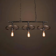 Decorbites™ bronze industrial bare bulb island pendant light with three black metal vintage bicycle wheels 220v-240v 110v-120v