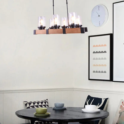 DecorBites™ Industrial Brown Island Lighting with Clear Glass Cylinder Shades - 3/6 Lights - Perfect for Dining Rooms