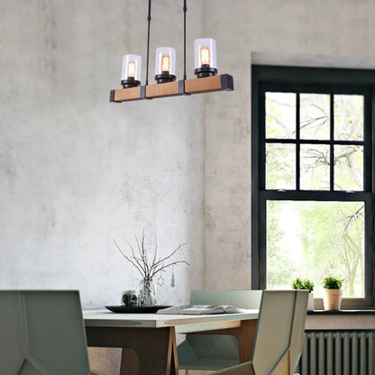 DecorBites™ Industrial Brown Island Lighting with Clear Glass Cylinder Shades - 3/6 Lights - Perfect for Dining Rooms
