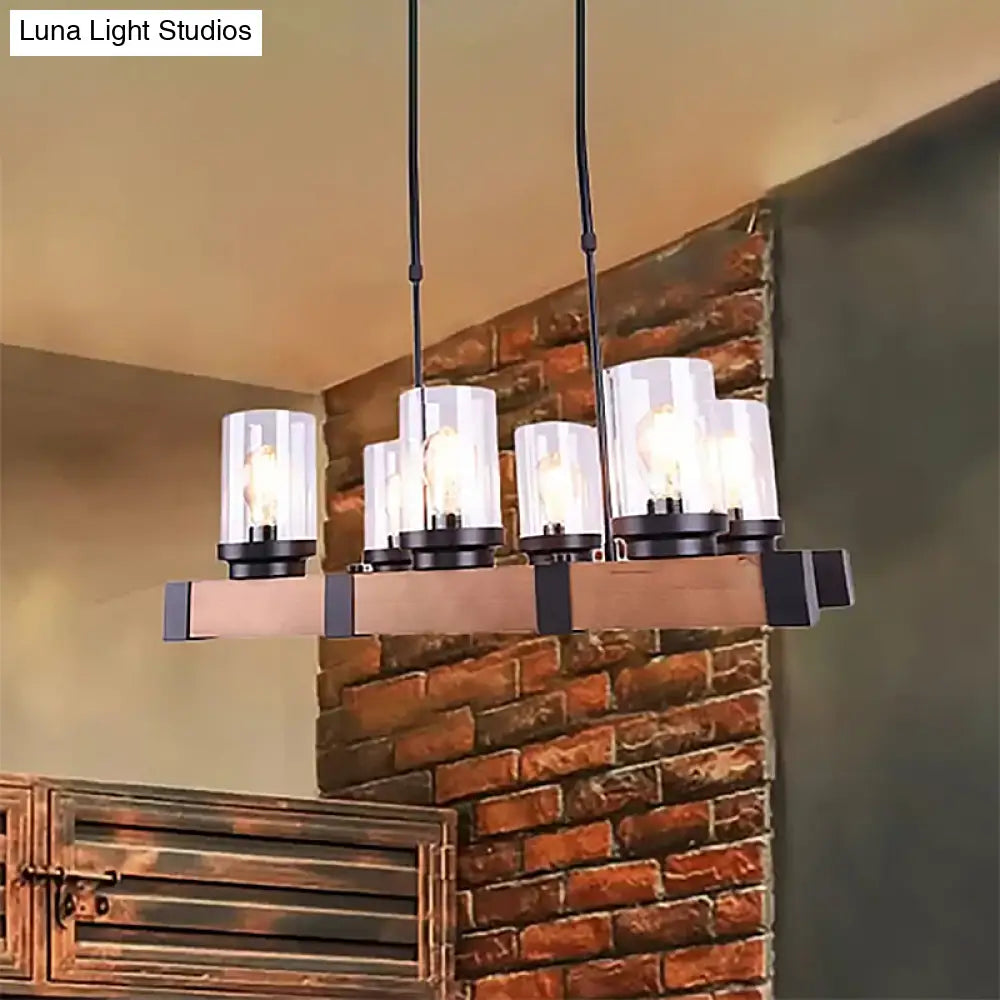 DecorBites™ Industrial Brown Island Lighting with Clear Glass Cylinder Shades - 3/6 Lights - Perfect for Dining Rooms