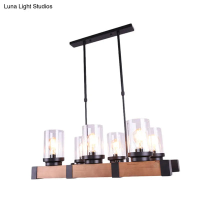 DecorBites™ Industrial Brown Island Lighting with Clear Glass Cylinder Shades - 3/6 Lights - Perfect for Dining Rooms