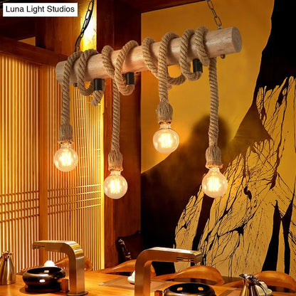 DecorBites™ Industrial Brown Pendant Light with 4 Rope Lights - Perfect for Restaurants and Warehouses