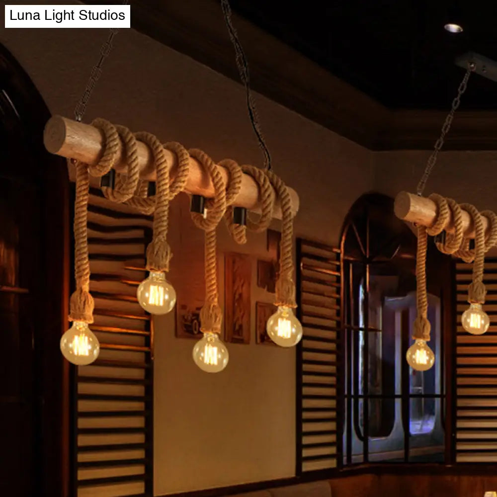 DecorBites™ Industrial Brown Pendant Light with 4 Rope Lights - Perfect for Restaurants and Warehouses