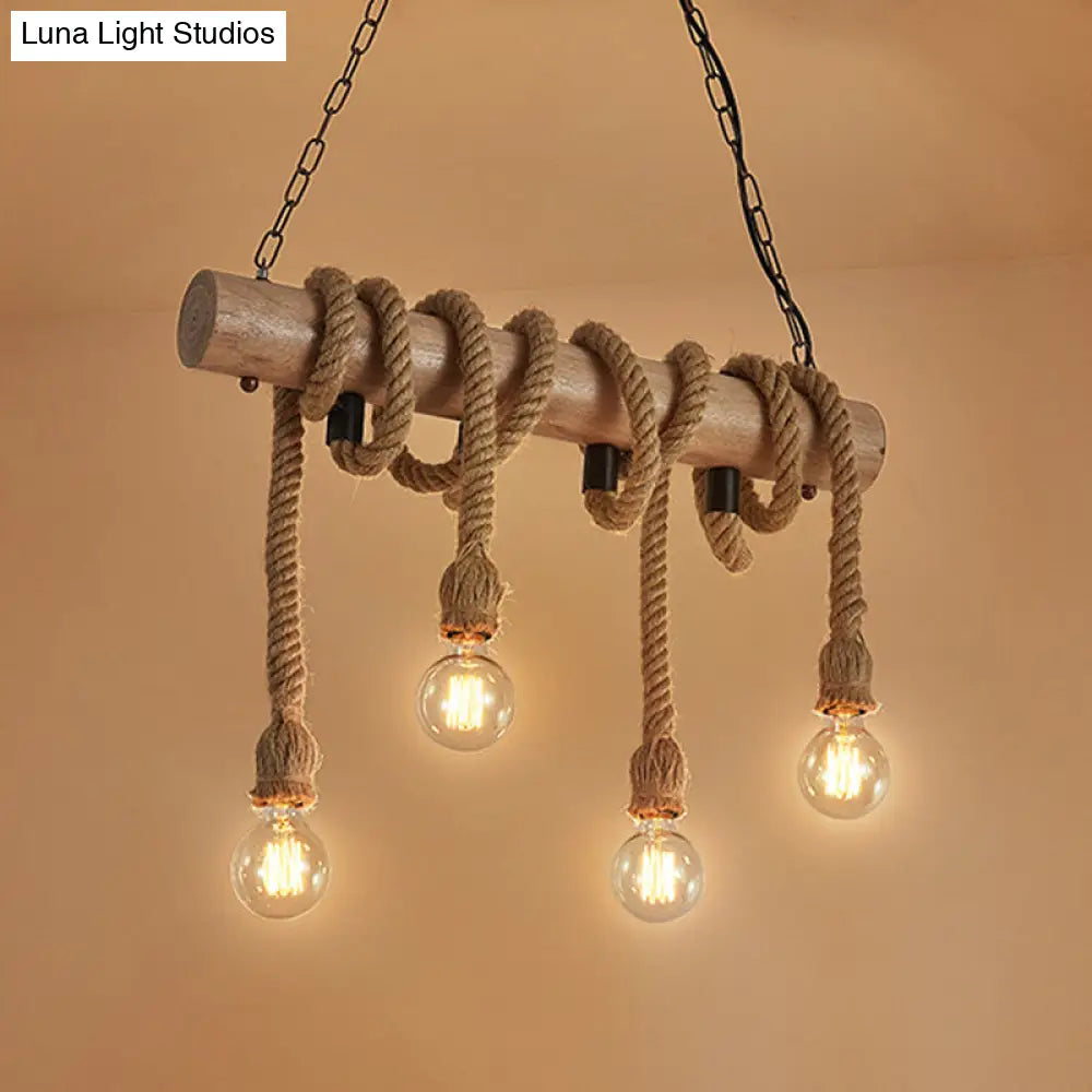 DecorBites™ Industrial Brown Pendant Light with 4 Rope Lights - Perfect for Restaurants and Warehouses