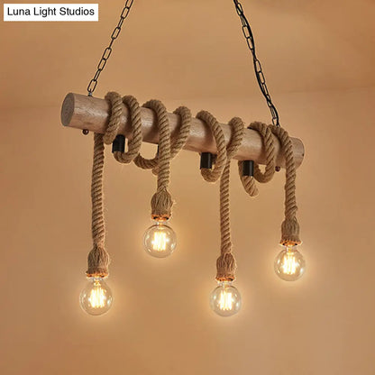 DecorBites™ Industrial Brown Pendant Light with 4 Rope Lights - Perfect for Restaurants and Warehouses