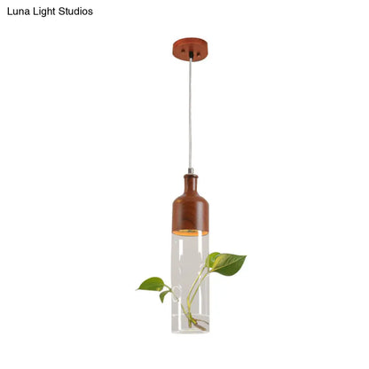 Industrial Brown Wine Bottle Pendant Light with Clear Glass and LED for Restaurant Suspension Lighting