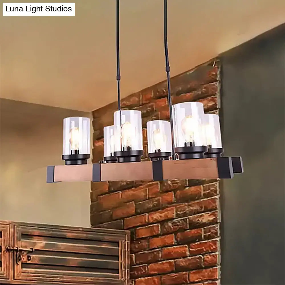 Decorbites industrial brown island lighting with clear glass cylinder shades and black metal accents for dining rooms 220v-240v 110v-120v