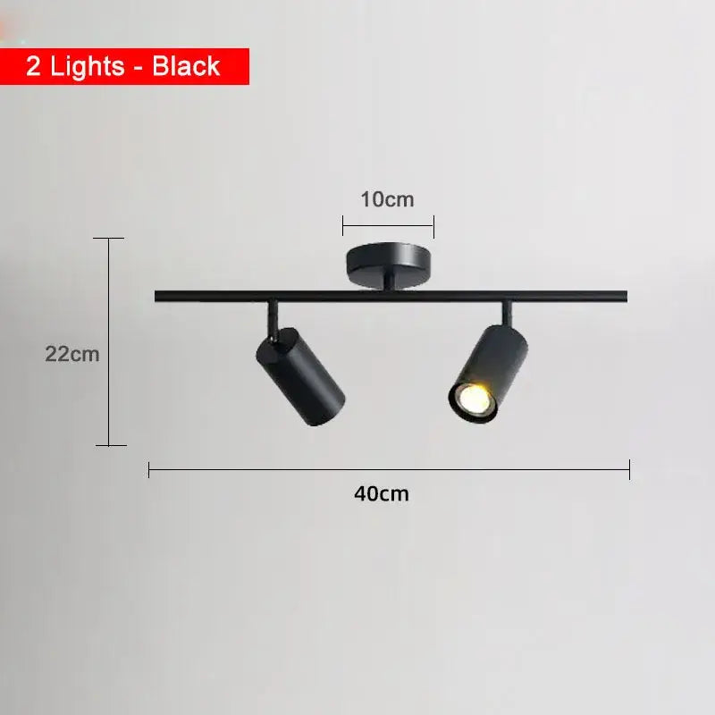 Black matte finished track lighting fixture with two adjustable spotlights for decorbites industrial ceiling light