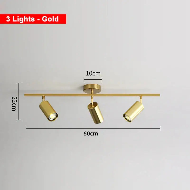 Industrial brushed brass 3 light ceiling light with gold finish and cylindrical spotlights for modern decorbites industrial ceiling
