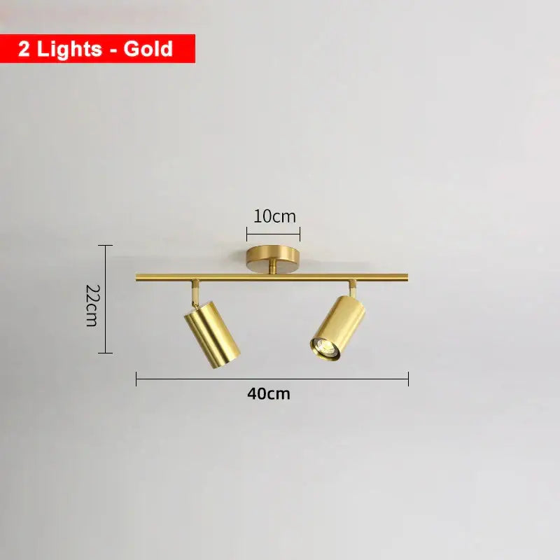 Gold-colored sleek metal industrial ceiling light with two adjustable spotlights for living room decorbites industrial ceiling