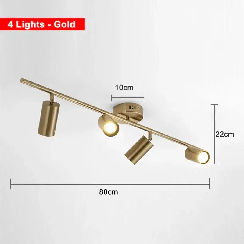 Gold-colored industrial ceiling light with four adjustable spotlights for modern living room decorbites industrial ceiling
