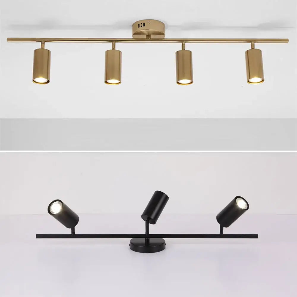 Modern industrial ceiling lights with brushed brass finish and black accents featuring adjustable spotlights for living room decorbites ceiling light