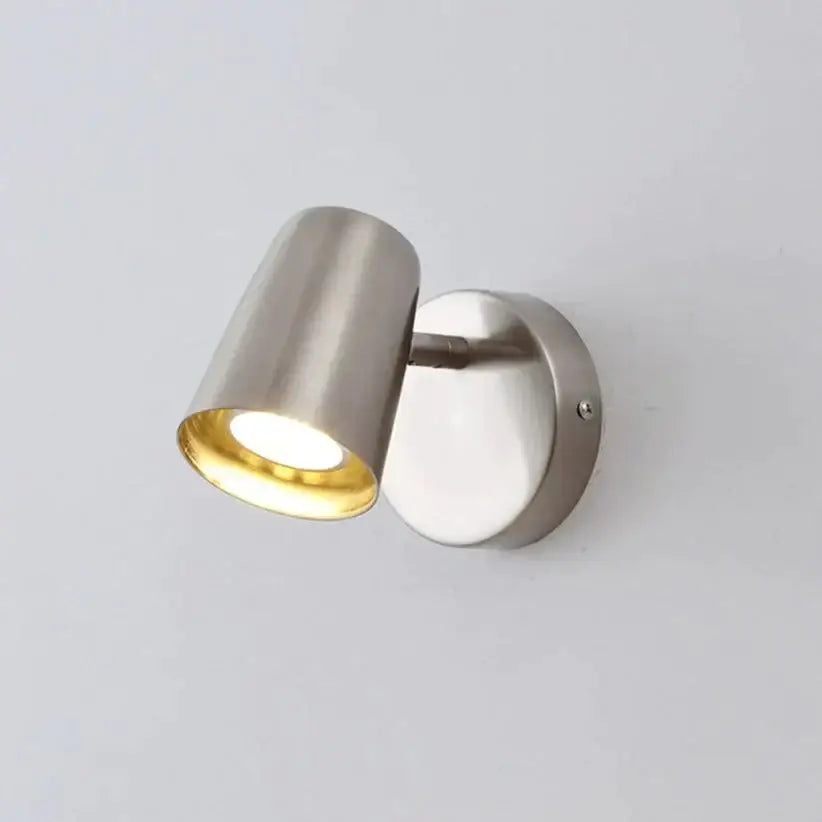 Modern industrial led wall brushed nickel sconce with gold-finished interior for bedroom spotlight lighting
