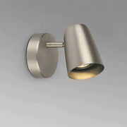 Industrial led wall brushed nickel led wall sconce with sleek conical shade and warm interior glow for bedroom lighting