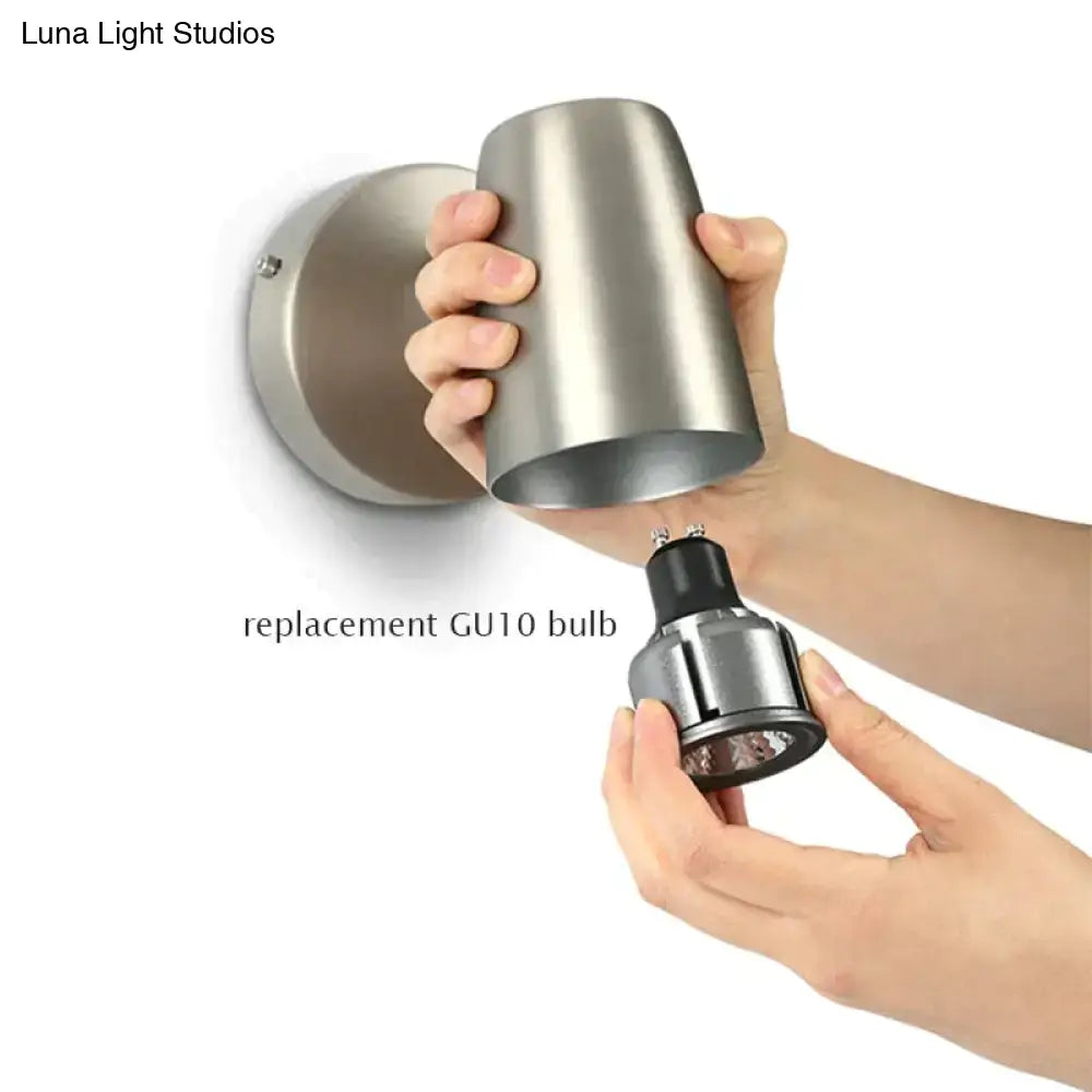 Stainless steel gu10 replacement bulb with black base for industrial led wall sconce bedroom spotlight in brushed nickel