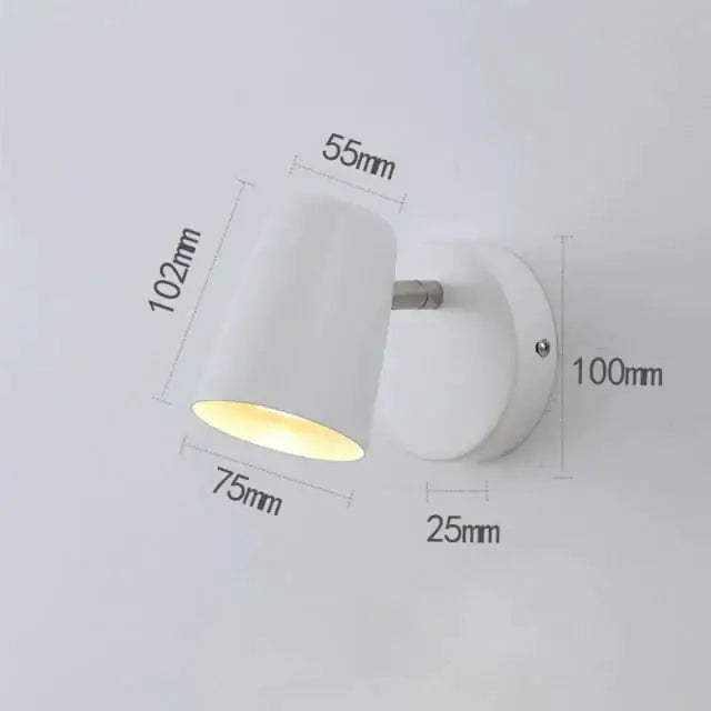 White cylindrical industrial led wall sconce with matte finish and adjustable arm for bedroom spotlight lighting