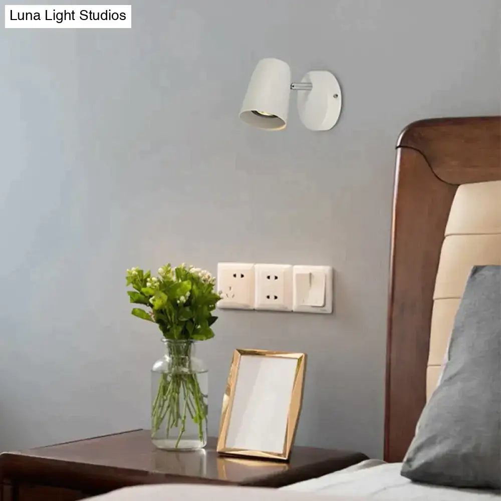 White wall-mounted spotlight industrial led wall sconce with brushed nickel finish for bedroom lighting
