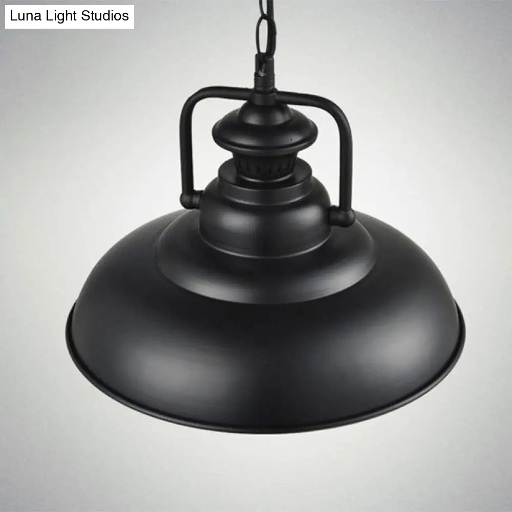 Industrial Ceiling Pendant Light for Dining Room - Single Metal Hanging Light with Handle