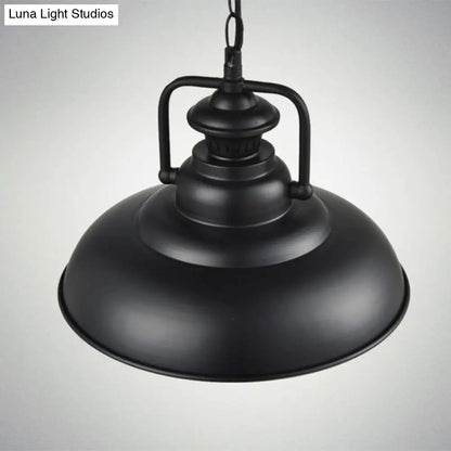 Industrial Ceiling Pendant Light for Dining Room - Single Metal Hanging Light with Handle