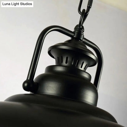 Industrial Ceiling Pendant Light for Dining Room - Single Metal Hanging Light with Handle