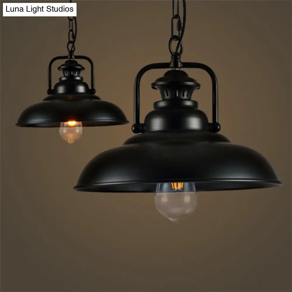 Industrial Ceiling Pendant Light for Dining Room - Single Metal Hanging Light with Handle