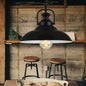 Industrial Ceiling Pendant Light for Dining Room - Single Metal Hanging Light with Handle