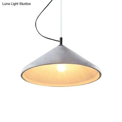 Industrial Cement Cone Dining Ceiling Light - 1-Light Grey Pendant Lamp