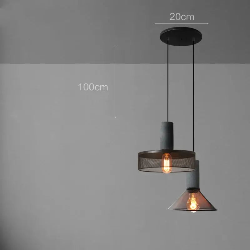 Industrial cement metal pendant light with black fixtures and concrete cylindrical shades for dining room decorbites industrial cement