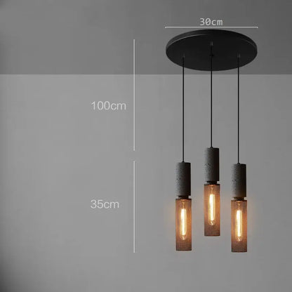 Industrial cement metal pendant light with matte black mount and three textured concrete mesh shades for dining room decorbites industrial cement