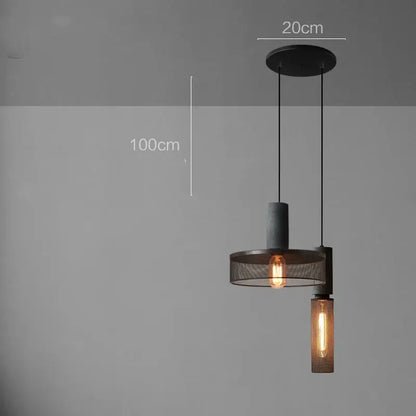 Industrial cement metal pendant light with matte black ceiling mount and dark metal mesh shades for dining room decorbites industrial cement