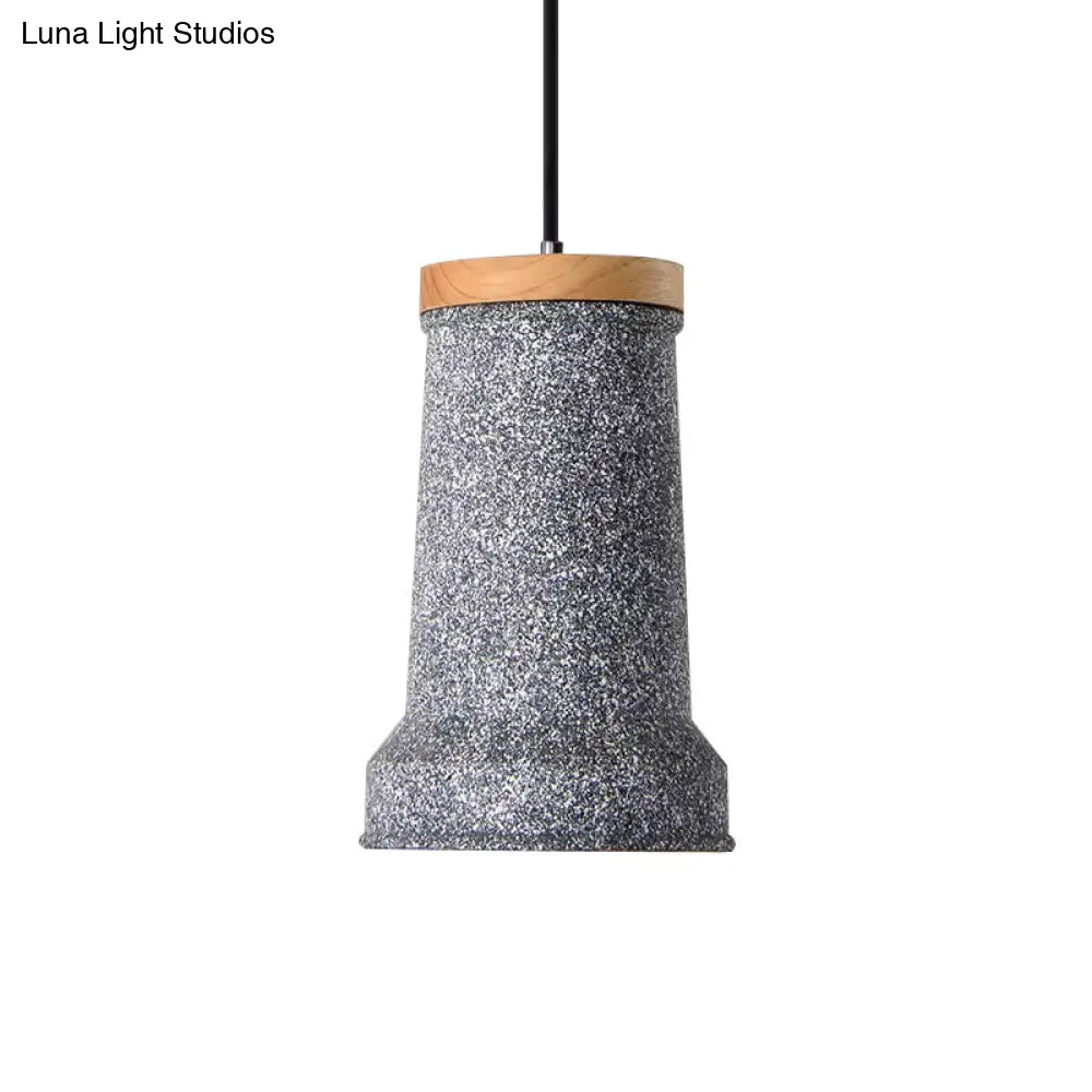 Industrial Cement Pendant Lamp - Black/Grey/White Cylinder Hanging Light for Restaurants (1-Head)