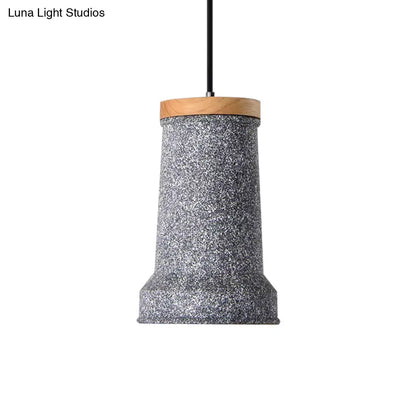 Industrial Cement Pendant Lamp - Black/Grey/White Cylinder Hanging Light for Restaurants (1-Head)