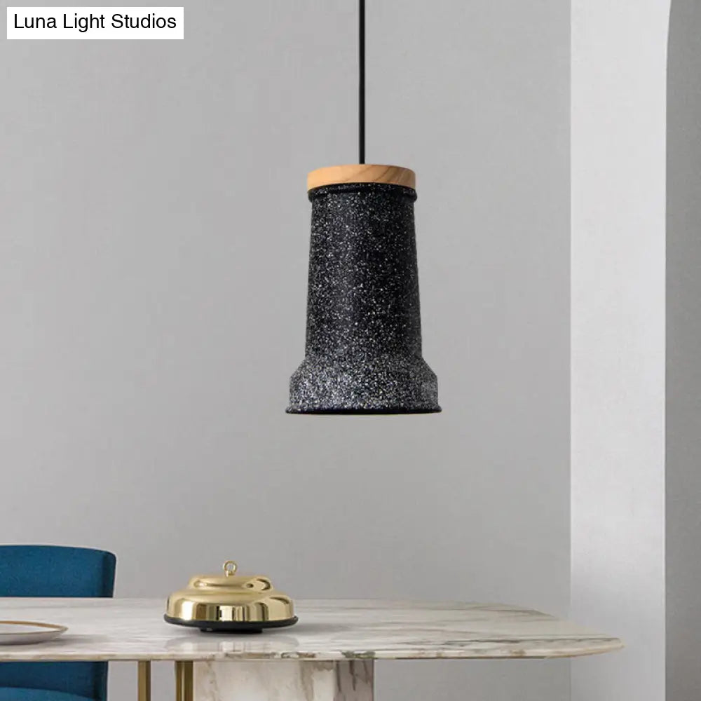 Industrial Cement Pendant Lamp - Black/Grey/White Cylinder Hanging Light for Restaurants (1-Head)