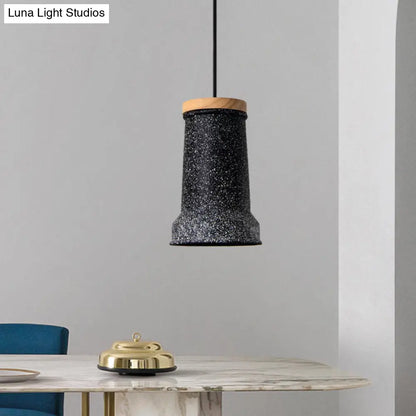 Industrial Cement Pendant Lamp - Black/Grey/White Cylinder Hanging Light for Restaurants (1-Head)