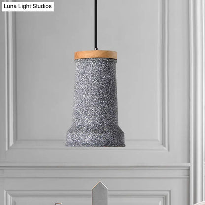 Industrial Cement Pendant Lamp - Black/Grey/White Cylinder Hanging Light for Restaurants (1-Head)