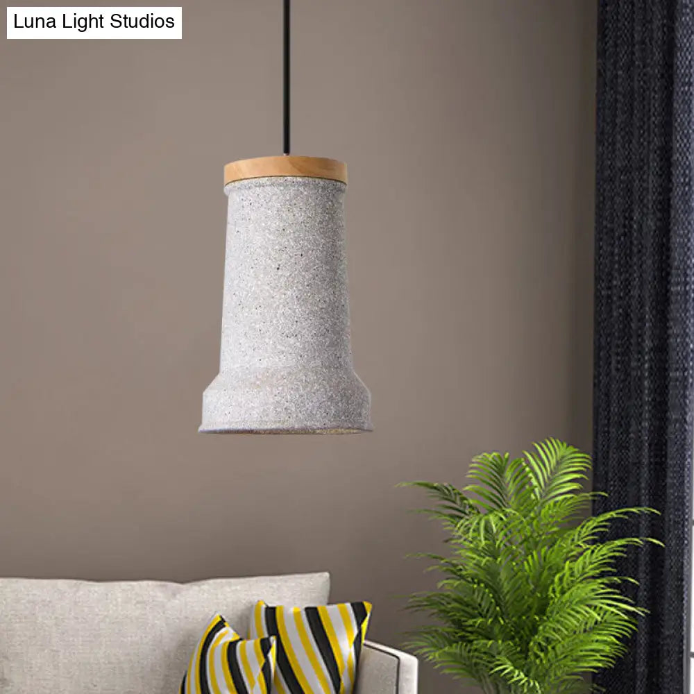 Industrial Cement Pendant Lamp - Black/Grey/White Cylinder Hanging Light for Restaurants (1-Head)