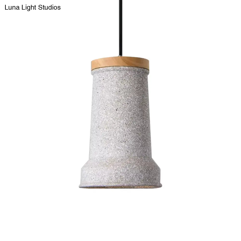 Industrial Cement Pendant Lamp - Black/Grey/White Cylinder Hanging Light for Restaurants (1-Head)