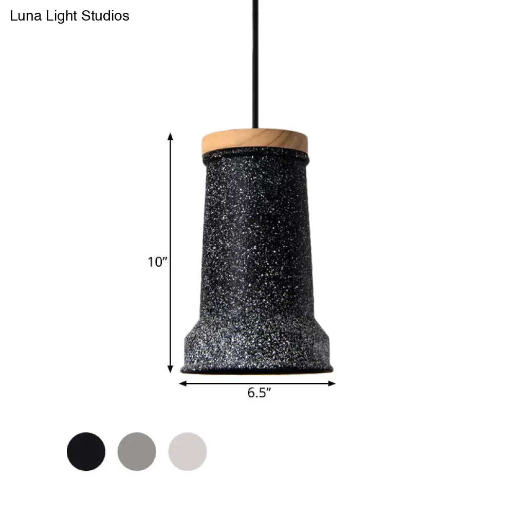 Industrial Cement Pendant Lamp - Black/Grey/White Cylinder Hanging Light for Restaurants (1-Head)