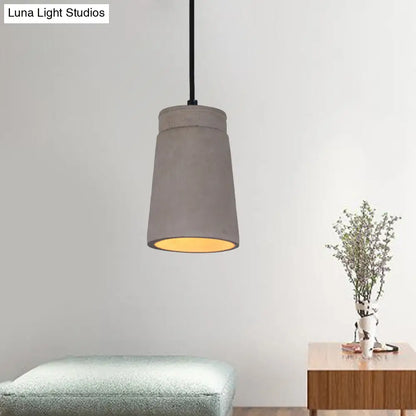 Industrial Cement Pendant Lamp for Bedroom - Grey Cylindrical Ceiling Light with 1 Bulb