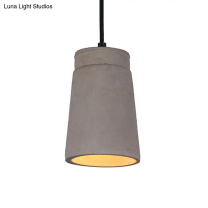 Industrial Cement Pendant Lamp for Bedroom - Grey Cylindrical Ceiling Light with 1 Bulb