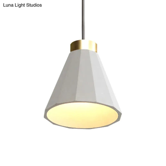 Industrial Cement Pendant Light - 8.5"/9.5" Wide Cone Shade - 1 Light Grey Hanging Ceiling Fixture