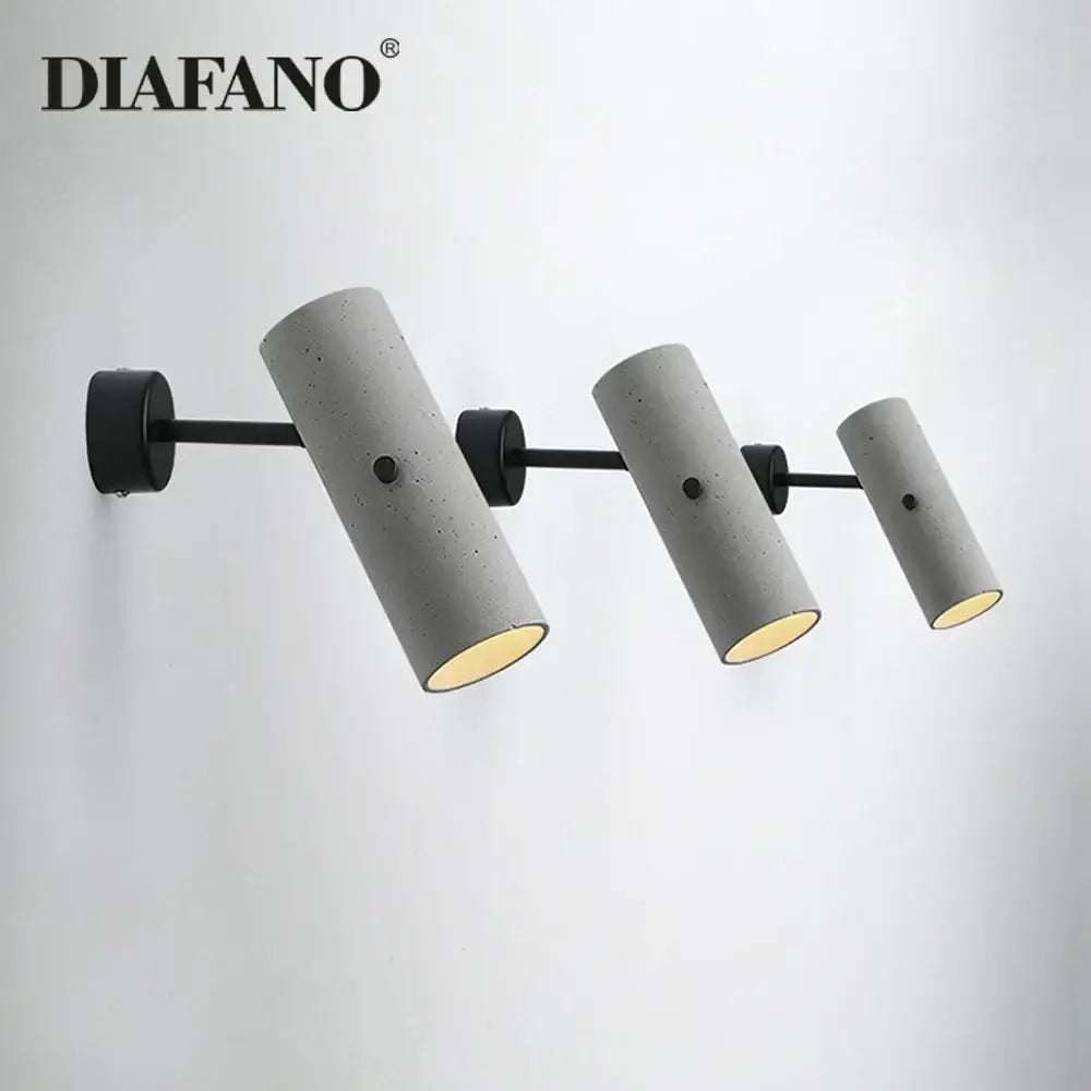Concrete cylindrical industrial cement wall lamp with black metal arms and mounting hardware for living room decorbites industrial cement wall decor