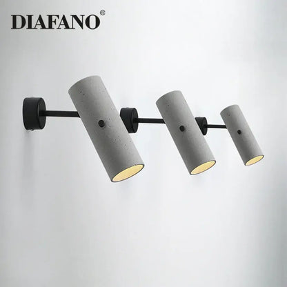 Concrete cylindrical industrial cement wall lamp with black metal arms and mounting hardware for living room decorbites industrial cement wall decor