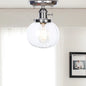 Industrial Chrome Ceiling Mount Light with Clear/Amber Glass Globe for Dining Room